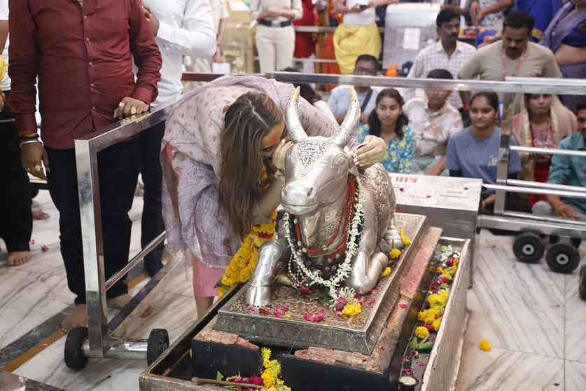 Ujjain News: भारतीय परिधान में महाकाल के दर्शन करने पहुंचीं साईं मांजरेकर, नंदी के कानों में कही मन की बात