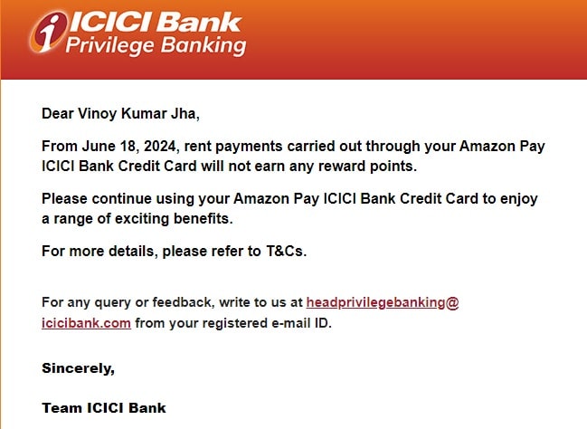 Amazon Pay ICICI Bank Credit Card के यूजर्स को झटका, 18 जून से बड़ा डीवैल्युएशन, रेंट पेमेंट पर नहीं मिलेगा रिवॉर्ड पॉइंट Amazon Pay ICICI Bank Credit Card के यूजर्स को झटका, 18 जून से बड़ा डीवैल्युएशन, रेंट पेमेंट पर नहीं मिलेगा रिवॉर्ड पॉइंट